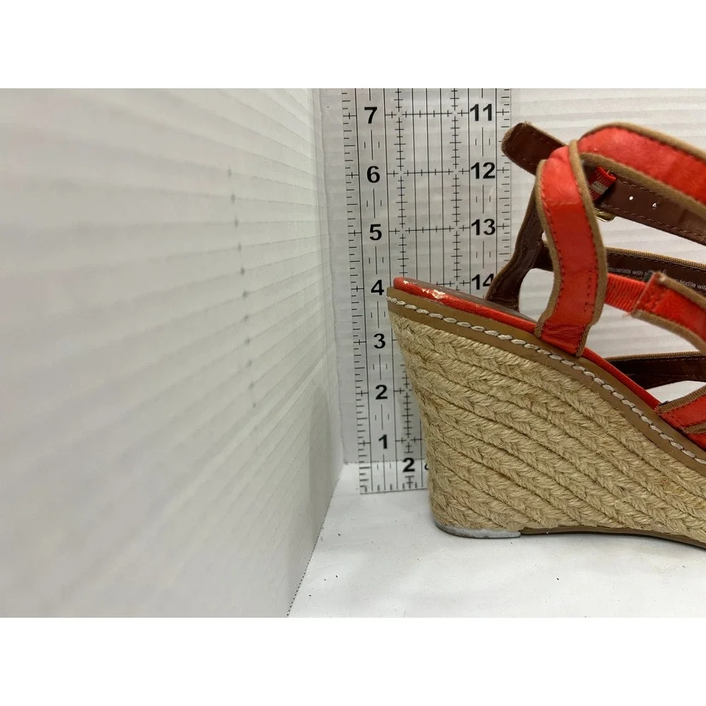 Mossimo Strappy Wedge Sandals 6.5 Orange Espadrille Platform Boho Summer Beachy
